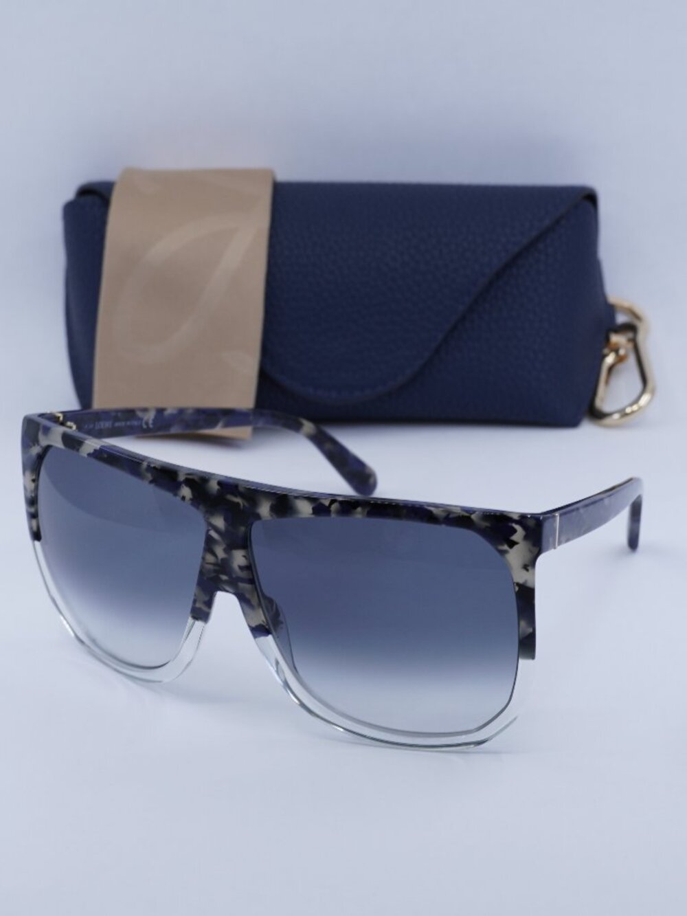 Loewe LW40001I 56B Filipa Square Sunglasses – Blue Havana\ Gradient Smoke